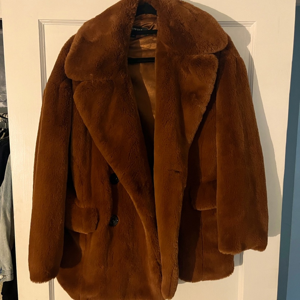 Brown/red tone faux fur coat from Calvin Klein